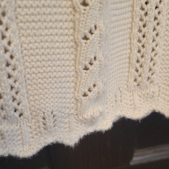 Next Kids 100% Cotton Cream Knit Top with Floral Collar - Picture 5 of 6